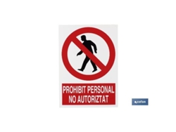 Señal poliestireno 297x210 mm prohibit personal no autoritat