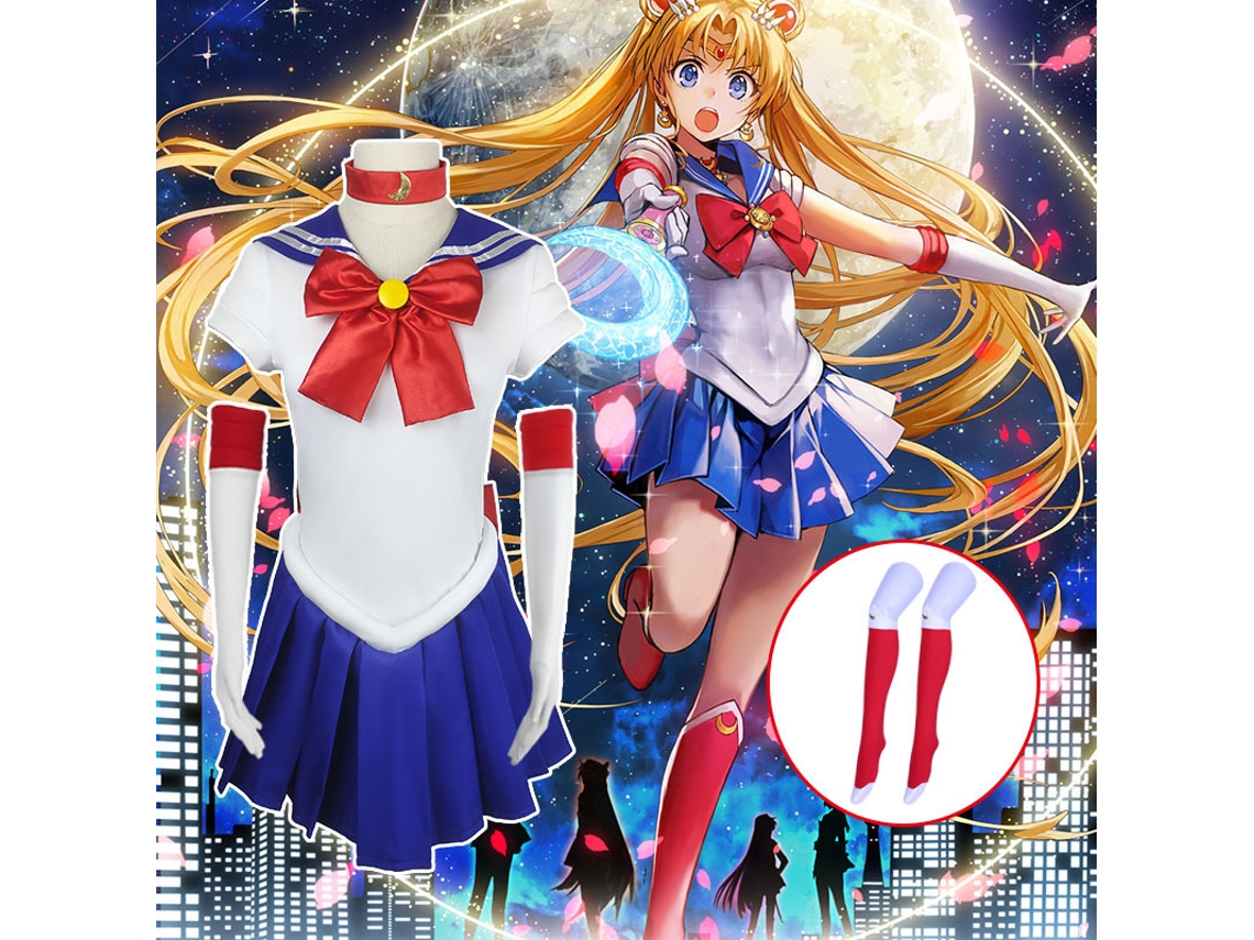 Disfraz de Sailor Moon, traje de juego de rol, conjunto completo para hombre (M)