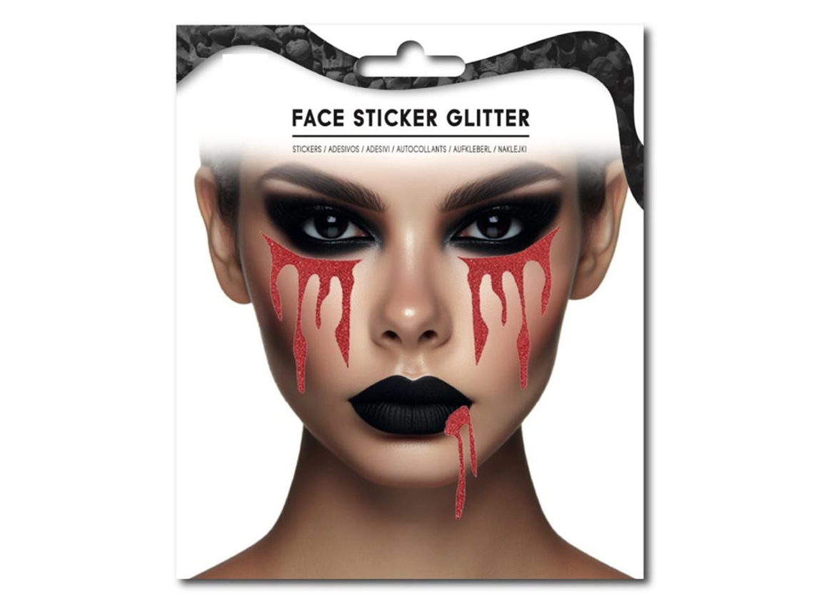 Sticker Facial de lágrimas de sangre falsa halloween brillante