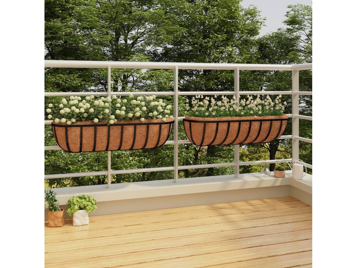 Jarrones de pared (2 unidades, con revestimiento de coco, 76 x 21 x 16 cm, acero negro, DKD HOME DECOR)