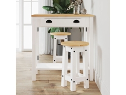 Taburetes Altos De Cocina 2 Uds Madera Maciza De Pino Blanco