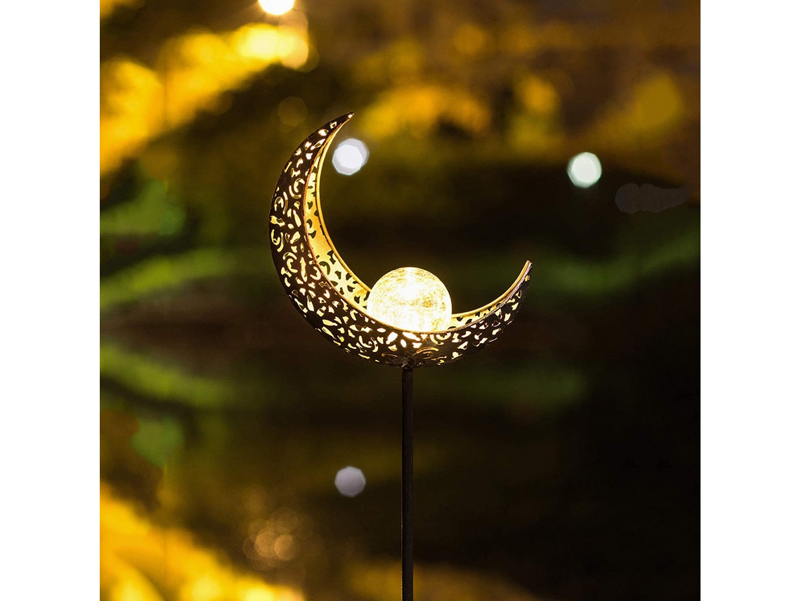 Lámpara solar de jardín Hollow Moon de acero inoxidable resistente al agua
