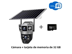 Cámara De Vigilancia Para Exteriores Con Wifi, Doble Lente, Triple Pantalla, 12 Mp, Zoom 10x Y Energía Solar (32 Gb)