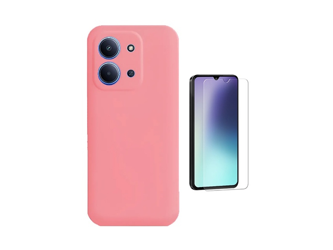 Kit De Cristal Templado Cleargorilasglass Funda Protectora Trasera De Silicona Gift4me Para Xiaomi Poco C85 - Rosa