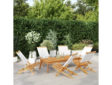 Conjunto 6 Silla De Jardín VIDAXL Blanco Madera