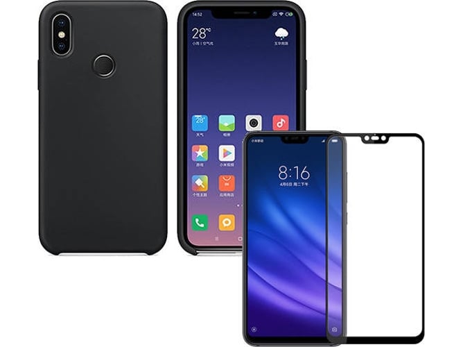 Kit Carcasa y Protector Cristal 5D Xiaomi Mi 8 Lite Silicone Negro
