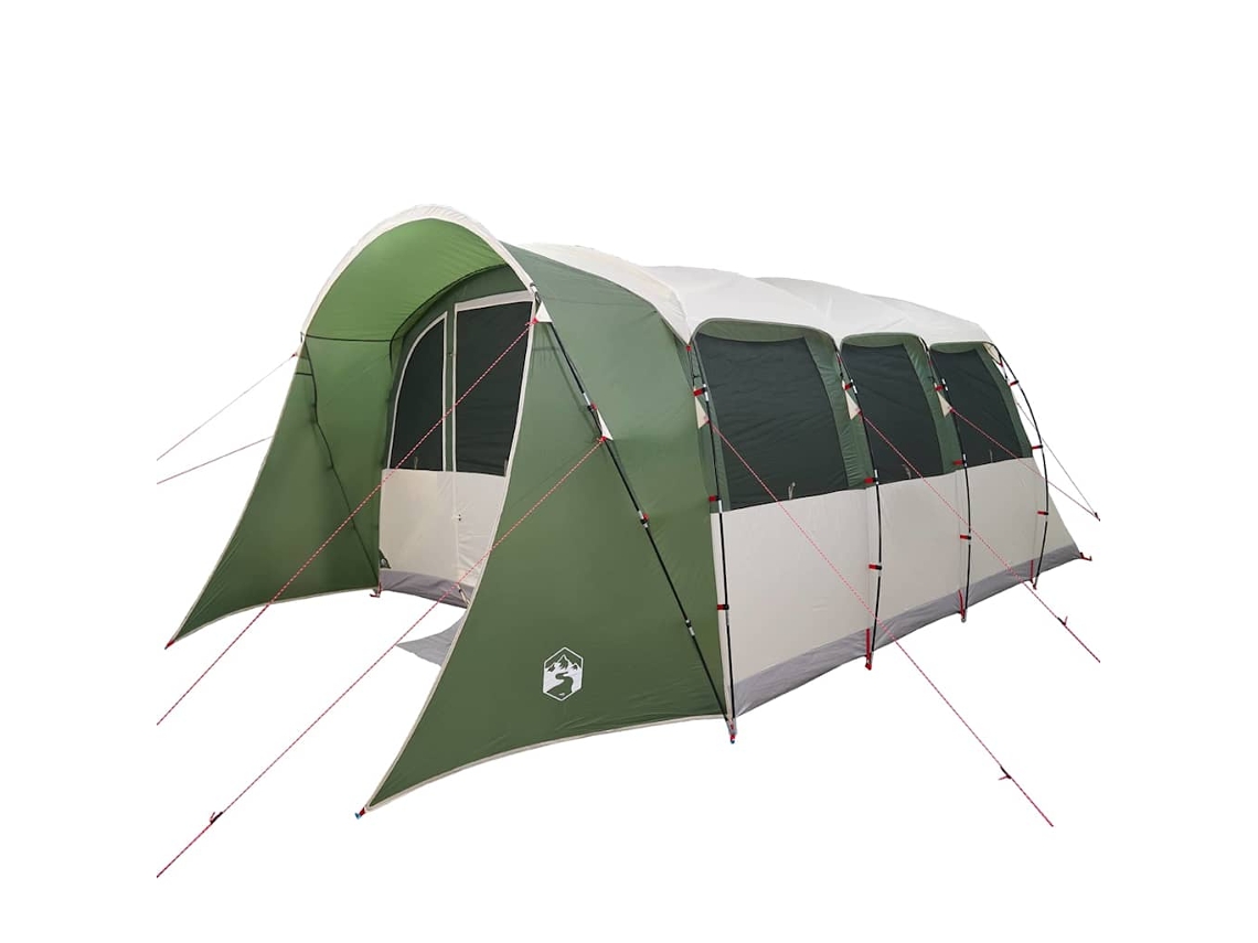 Tienda de campaña familiar con techo verde y blanco, 576 x 325 x 213 cm.