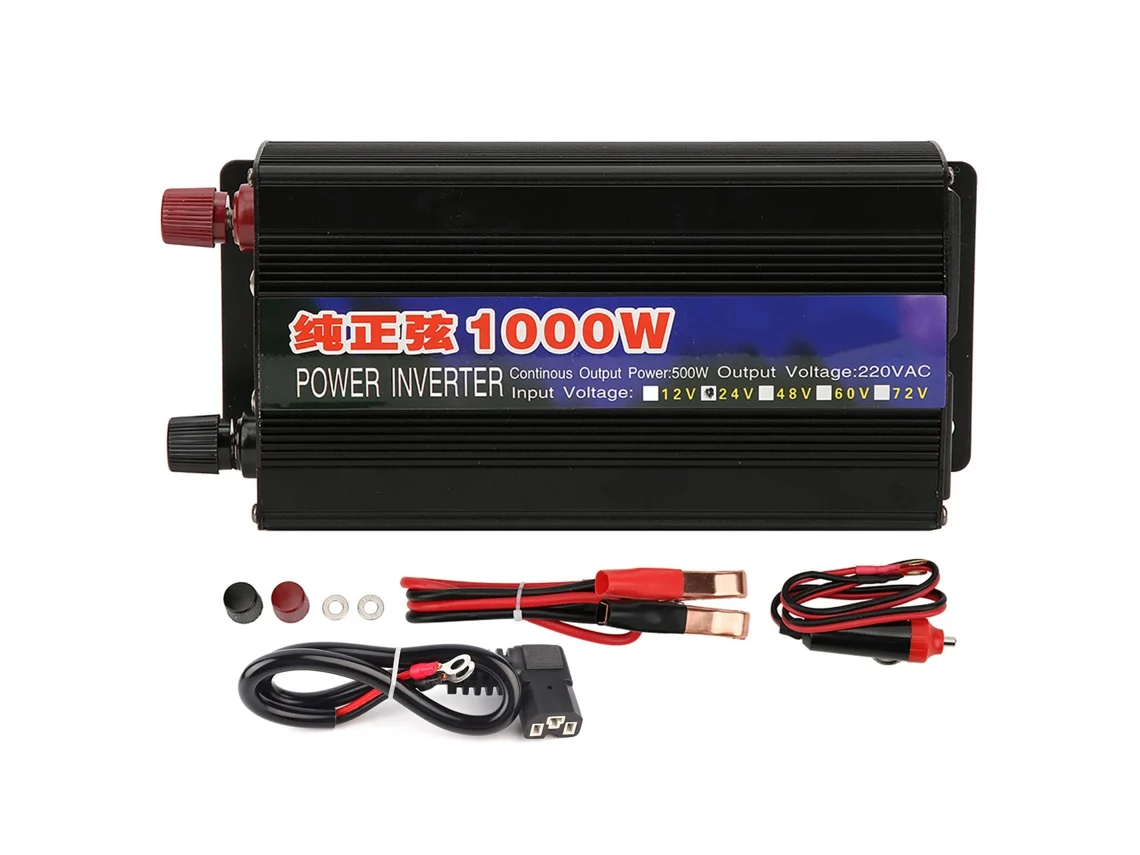 Inversor Transformador Onda Sinusoidal Pura 1000w Dc24v A Ac220v Para Coche Hogar Con Pantalla Digital