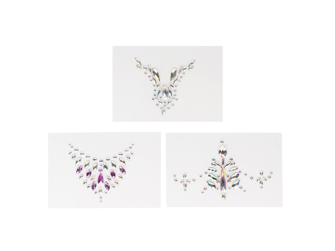 3 Pegatinas De Diamantes De Imitación Para Maquillaje Corporal Y Pecho