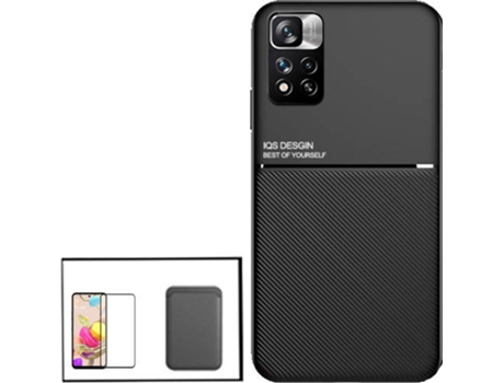 Kit Carcasa Magnética Anti Choque + Cartera + Protector de Pantalla Xiaomi Redmi Note 11 Pro 5G G4M Negro