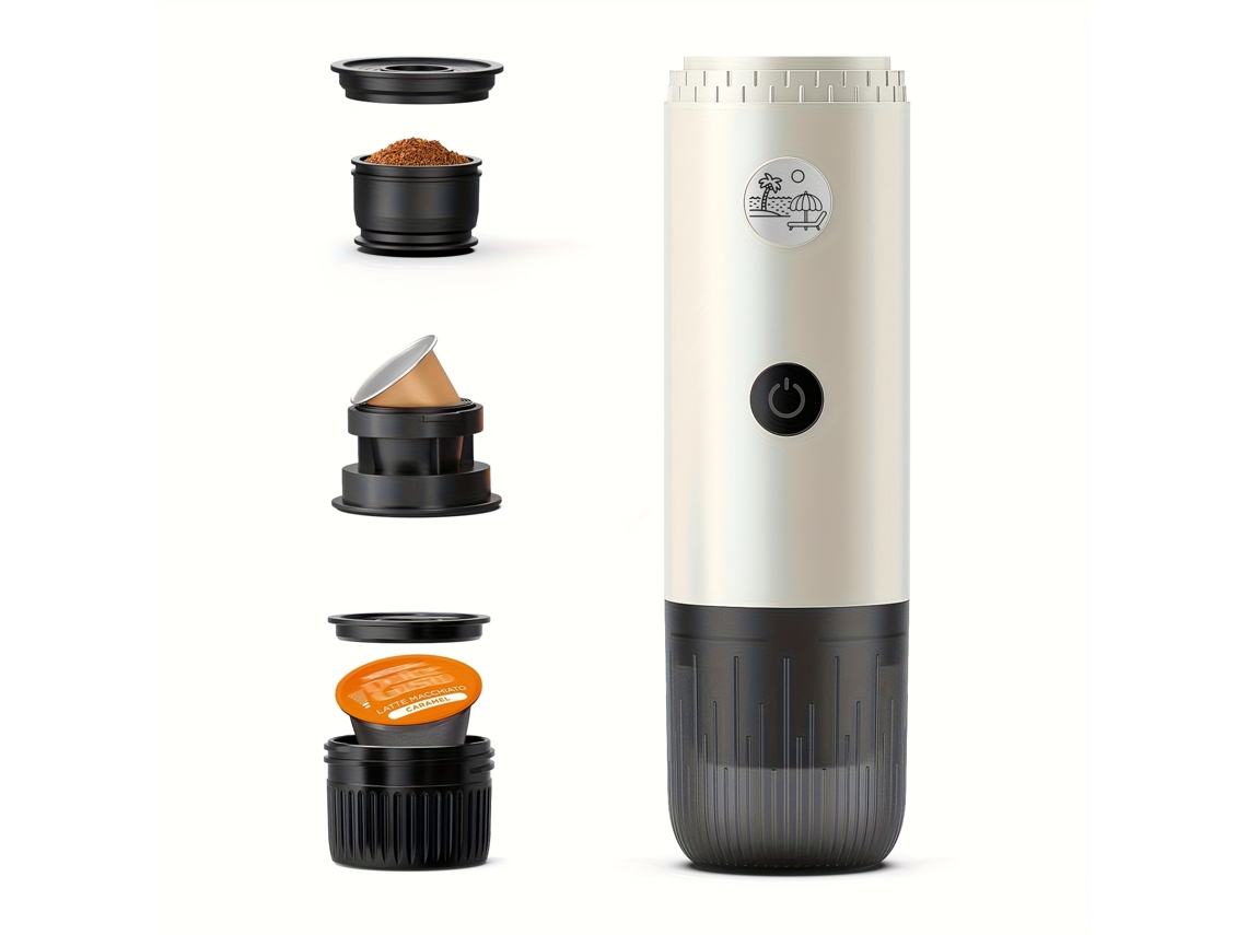 Cafetera expreso eléctrica portátil Eifson, 3 en 1 para café molido, cápsulas NS y DG (blanca)