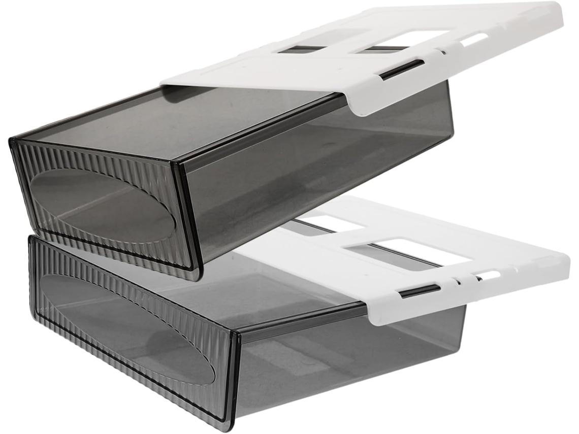 Organizador De Plástico De 2 Piezas Para Debajo Del Escritorio, Ideal Para Guardar Material De Oficina, Lápices Y Notas.
