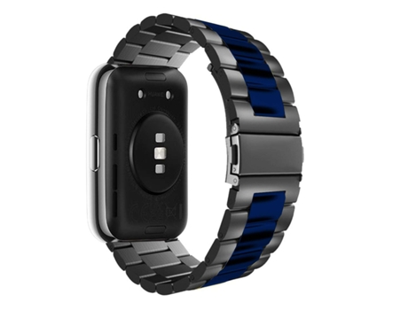 Correa Acero Inoxidável Adaptable Negro y Azul para Huawei Watch Fit 2