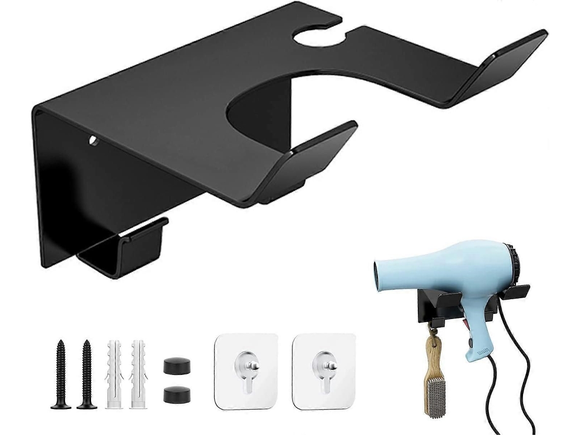 Soporte de pared para secador de pelo, organizador de cabello de acero inoxidable para hotel y baño GOKOCO