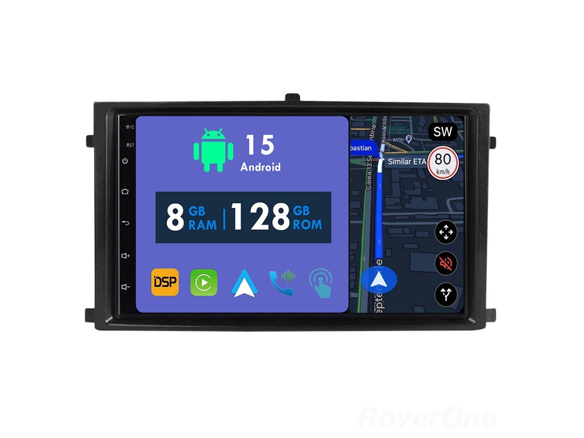 Coche Radio Android Auto Autoradio 8GB RAM 128G ROM CarPlay Navegación GPS Pantalla Táctil RoverOne para Ssangyong Rexton 2007+ 