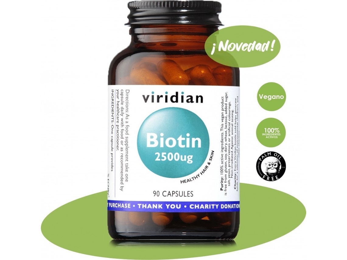 Complemento Alimentar VIRIDIAN Biotina 2500 Ug 90 Cápsulas (Citrus, Té Verde)