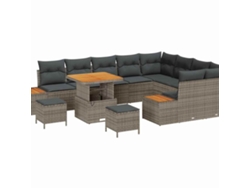 Maison Exclusive - Conjunto de sofás de jardín de 12 piezas, ratán sintético gris