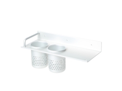 Porta Secador De Pelo De Aluminio Con 2 Vasos, Organizador De Baño Montado En Pared, Estante Plano Multiuso