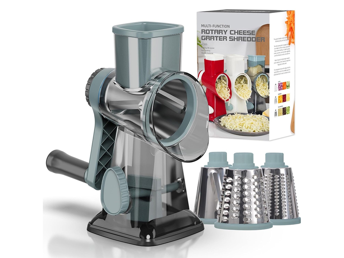 (azul) Cortador De Queso Manual Giratorio 3 En 1/molinillo De Frutas Y Verduras - Acero Inoxidable Ecológico