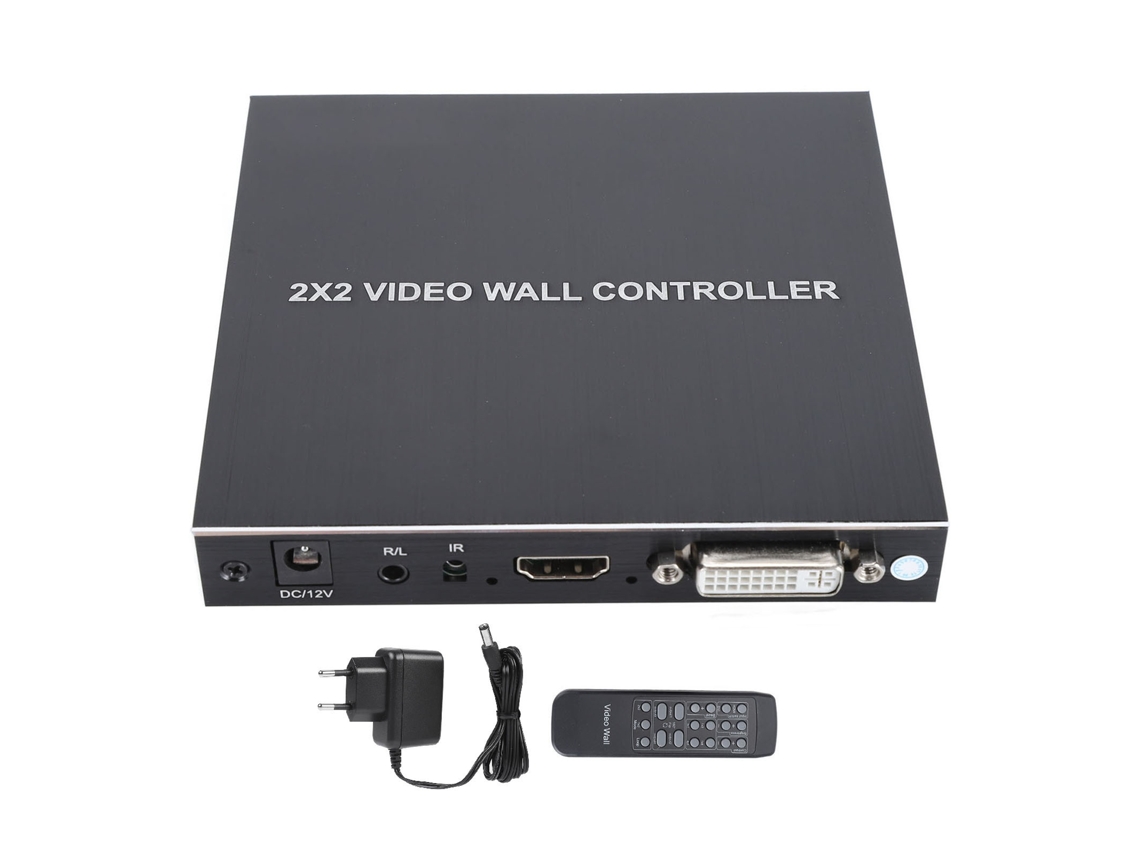 Divisor de interfaz multimedia Aetheria HD 2x2, 1 entrada, 4 salidas, compatible con DVI 2K, control remoto, Plug and Play.