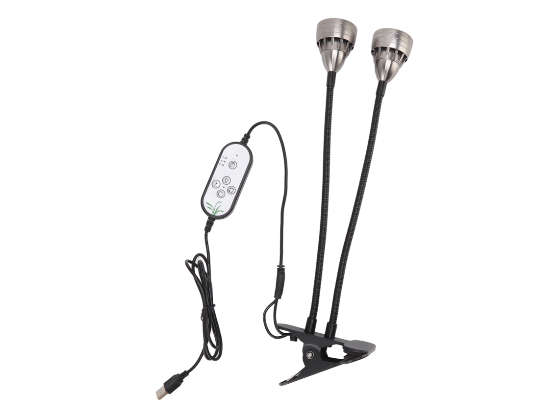 Lámpara LED de crecimiento para plantas 2026 con dos cabezales, luz suplementaria para suculentas, lámpara de cultivo con clip, alimentada por USB.
