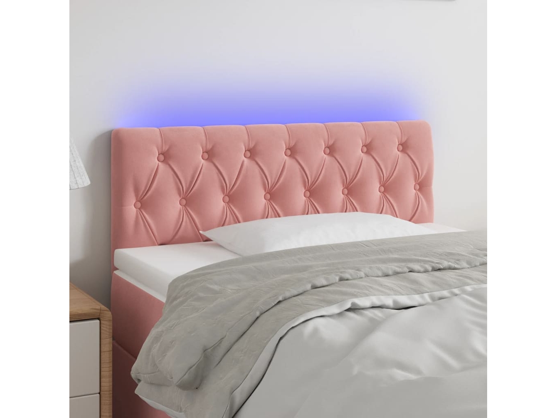 Cabecero Con Led De Terciopelo Rosa 100x7x78/88 Cm
