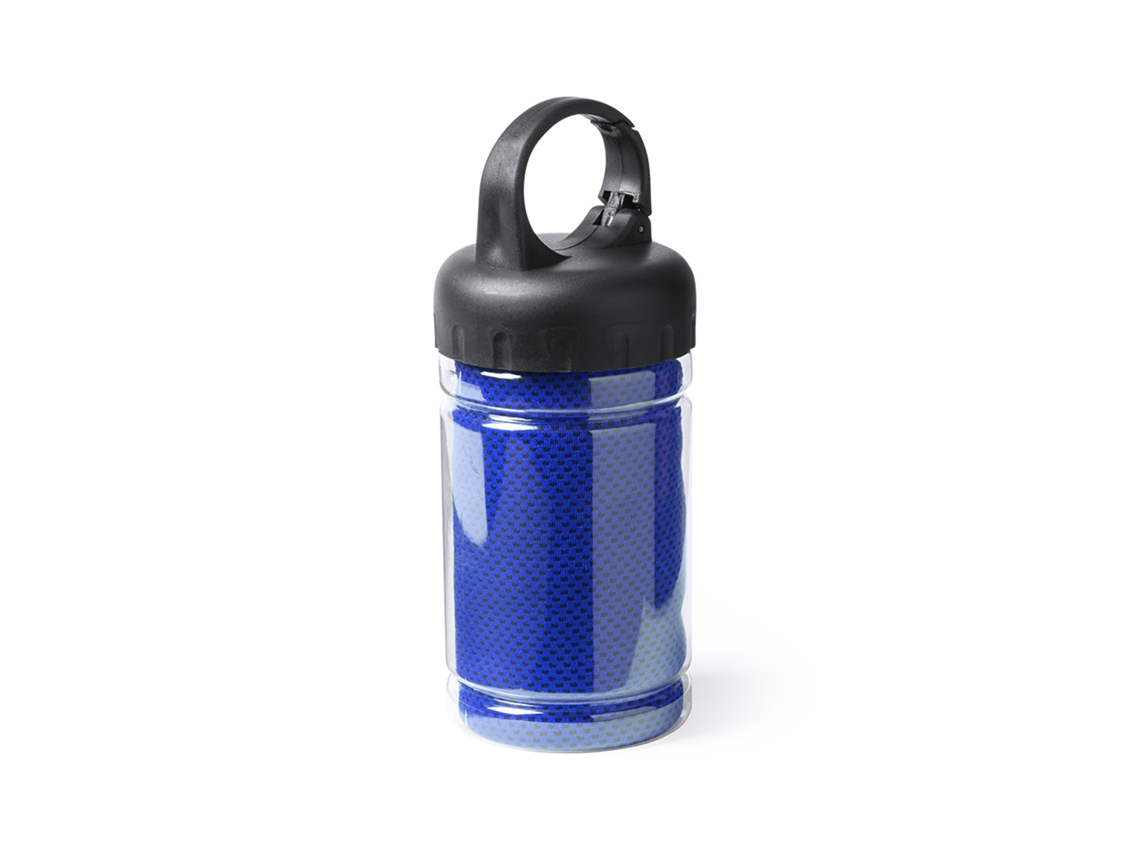 Toalla Rikat de 90 x 30 cm en tejido Softcool Extreme, con protección UV50. 160 g/m². Funda de transporte con asa y mosquetón.