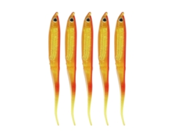 Juego De 5 Señuelos De Pesca De Silicona, Suaves, Con Forma De Pez Simulado, Para Agua Dulce, Color Naranja/rojo.