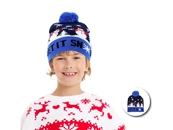 Gorro de Reno en Nieve azul infantil