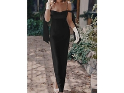 2026-vestido De Fiesta Para Mujer Satinado Sheath Sin Mangas Hombros Descubiertos Malla Color Solido Primavera Verano Moderno Largo