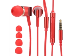 Auricular Intraural Con Subwoofer Cableado, Control De Cable, Carcasa Metálica, 3.5mm, Rojo