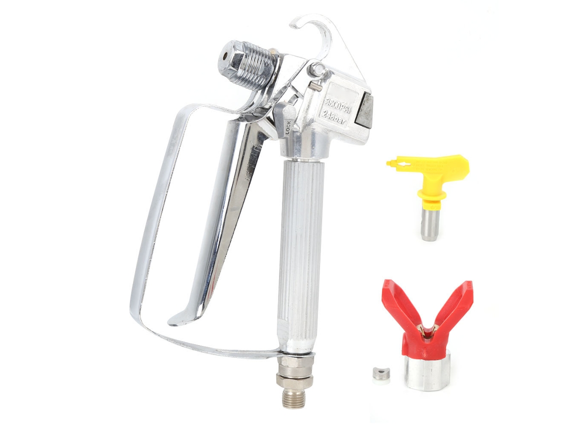 Pistola De Pintura Sin Aire De Alta Presión Airbrush Ergonómica Manual Herramienta Accesorio Hardware (base De Boquilla Amarilla Boquilla Roja)