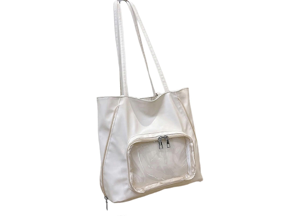 Bolso bandolera creativo para mujer en piel sintética, ligero, estilo mochila, espacioso, ideal para uso diario, viajes y negocios. Color blanco.