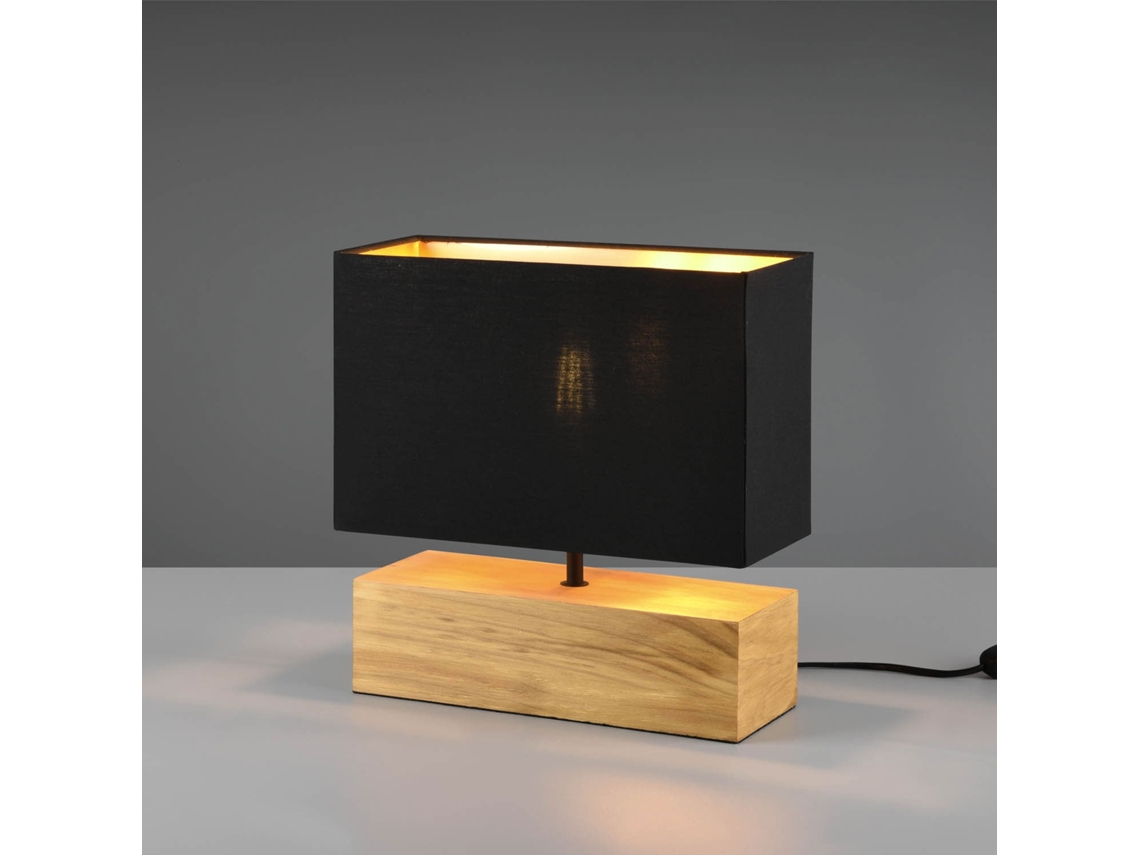 Lámpara de Mesa LÚZETE E28 (Madeira - Madera - Negro)
