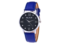 Reloj De Pulsera Unisex Informal Con Correa De Cuero Y Movimiento De Cuarzo Azul.