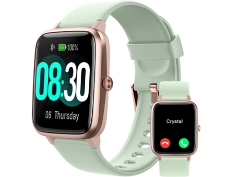 VEANXIN Reloj Inteligente Responder/Hacer Llamadas Relojes Impermeables IP68 - Verde Claro-Oro