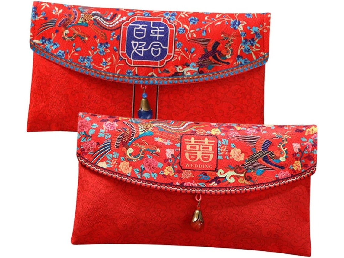 Juego de 2 sobres chinos rojos grandes reutilizables. CHABERLU