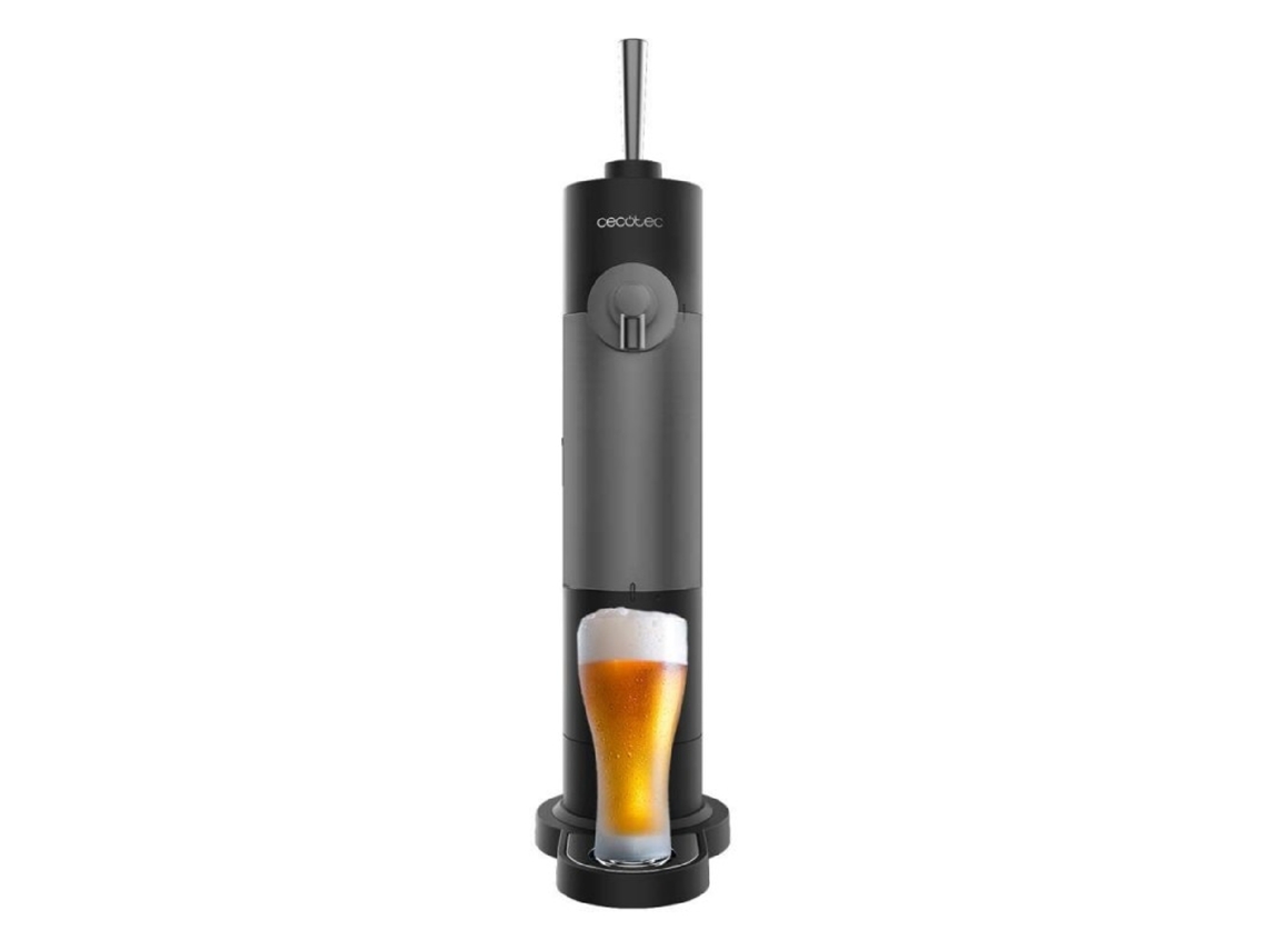 Dispensador de cerveza portátil Cecotec Beerflow 500 para latas y botellas. Funciona con pilas AA de 1,5 V y control de espuma.