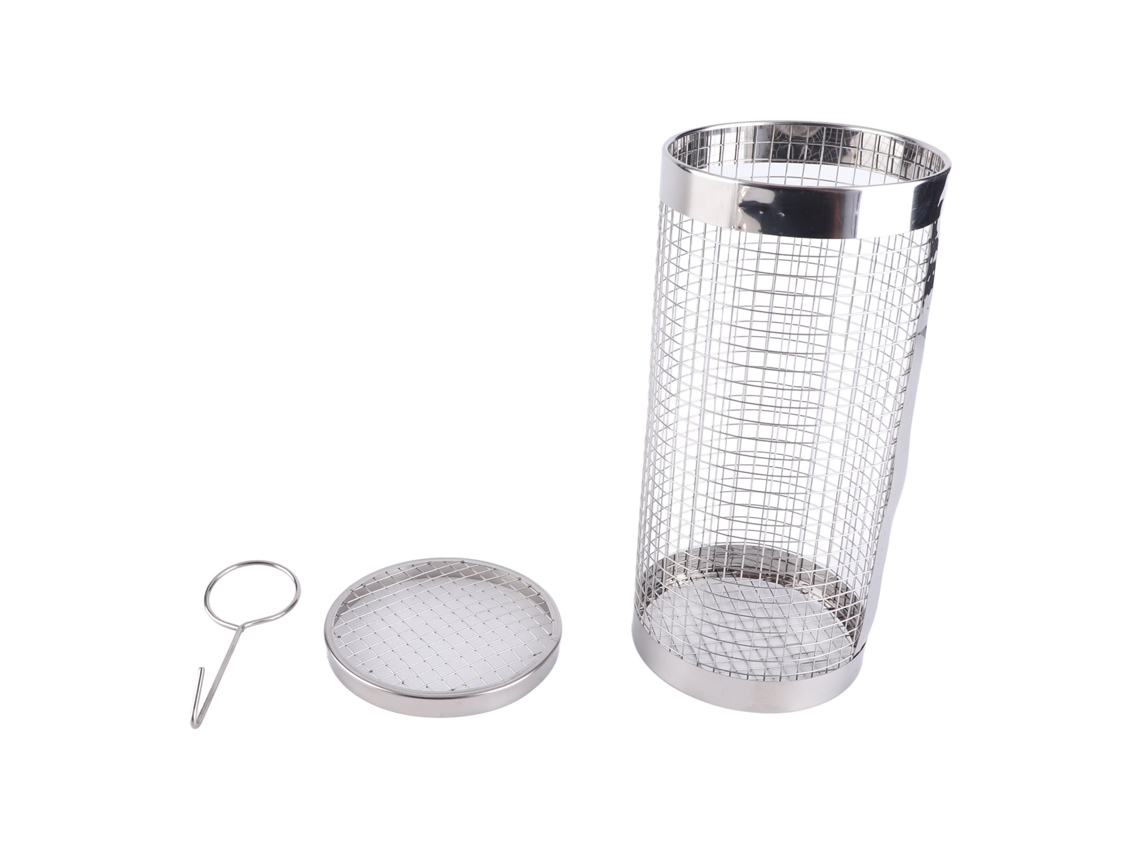 Cesta Cilíndrica Rodante De Acero Inoxidable Para Barbacoa Con Malla Metálica, Portátil Para Acampar.