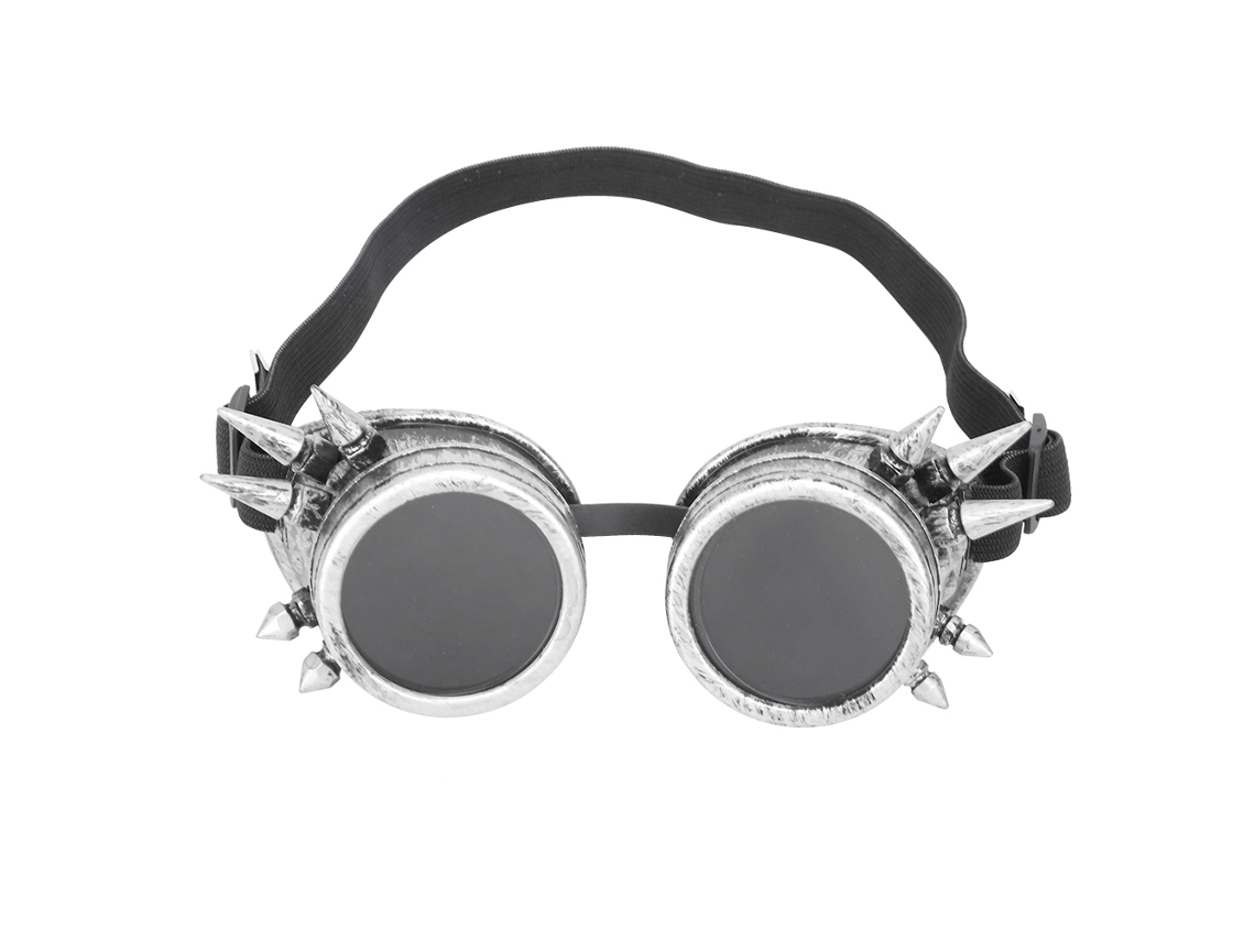 2026 - Gafas de ciclismo de estilo industrial vintage con pinchos steampunk, doble visera protectora, estilo plata antigua.