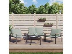 Conjunto de jardín de 3 piezas con cojines en acero antracita, Dkd Home Decor