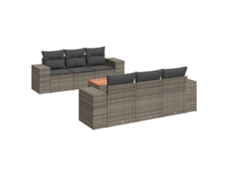 Maison Exclusive - Set De Sofás De Jardín 7 Piezas Con Cojines Ratán Pe Gris