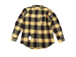 Camisa De Manga Larga Holgada A Cuadros Para Hombre Con Bolsillo, Algodón Transpirable, Amarilla, Talla 2xl (65-70 Kg)