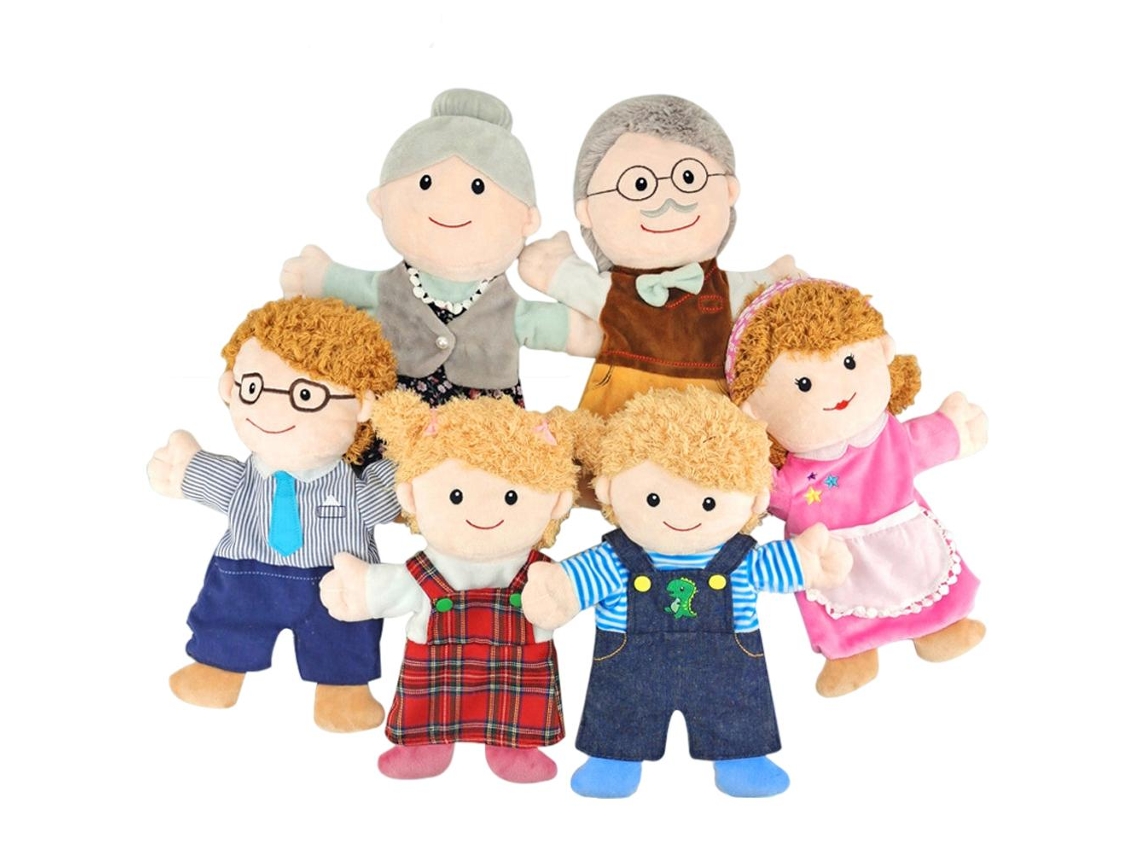Juego De 6 Marionetas De Peluche De Miembros De La Familia, Operadas A Mano, Para Niños, 30 Cm