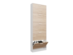 Zapatero estrecho Casabel con 5 estantes plegables, organizador para 15 pares, zapatero de madera para recibidor, 60×17×180 cm