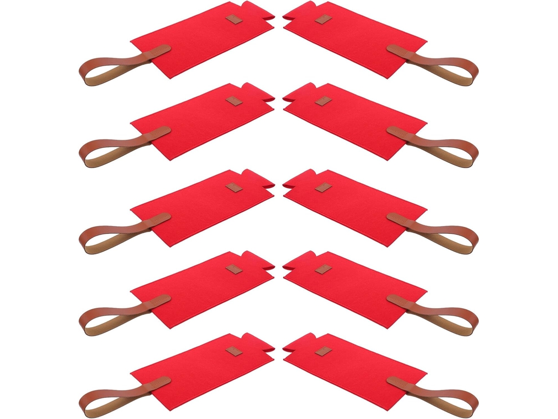 Juego de 10 bolsas de fieltro reutilizables para vino tinto, 30 x 9 cm, bolsas portátiles SFUSHOS