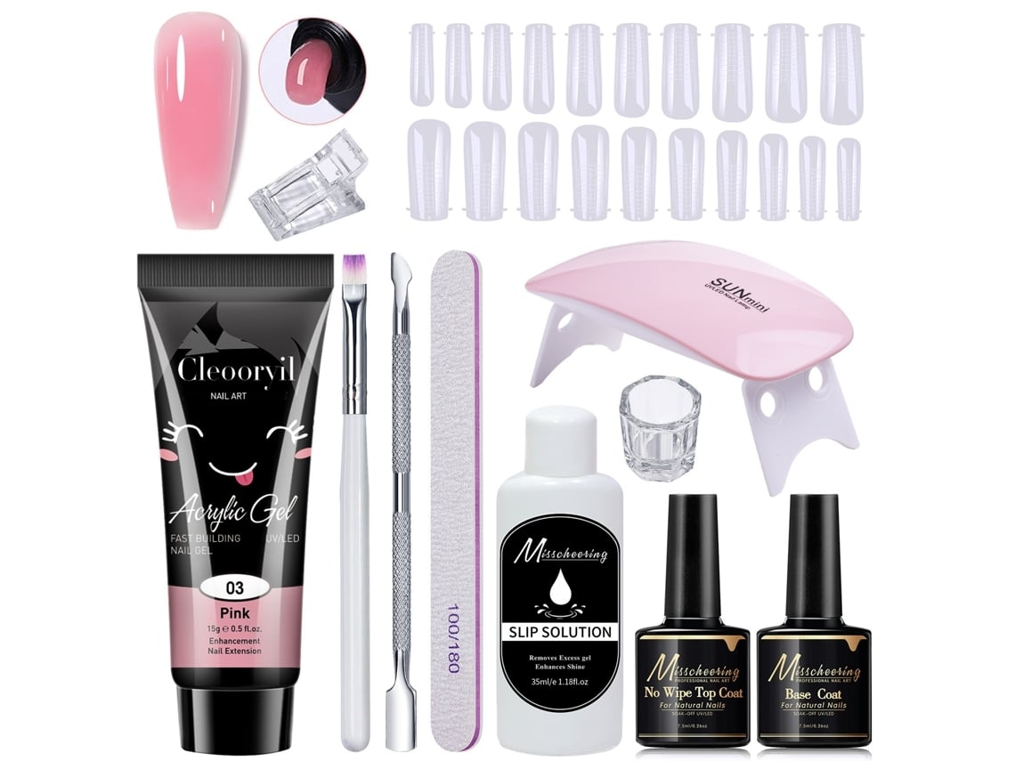 Kit de extensión de uñas de gel con lámpara UV, kit de diseño de uñas DIY para principiantes / mgk03 C Yunzii
