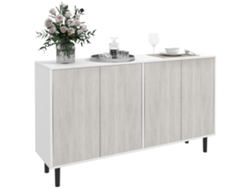 Aparador De Cocina Con 2 Armarios Y Estantes Ajustables, 121 X 37 X 75 Cm, Efecto Madera Blanca Y Gris.