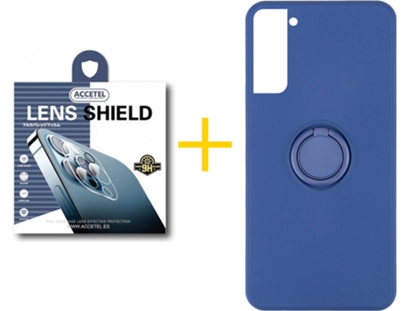 Carcasa + 1 Protector de Cámara para Samsung Galaxy S21 Plus 5G ACCETEL Azul Oscuro
