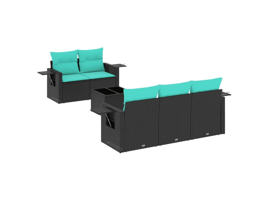 Maison Exclusive - Conjunto De Sofá De Jardín De 6 Piezas Con Cojines, De Poliratán Negro